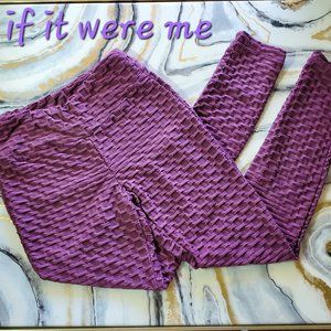 If It Were Me Textured Purple Leggings, Size Medium